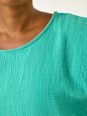 Roman Green Cotton Top Overlay Midi Dress - Image 4 of 5