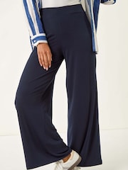 Roman Blue Wide Leg Stretch Trousers - Image 1 of 5