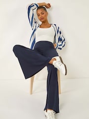Roman Blue Wide Leg Stretch Trousers - Image 2 of 5