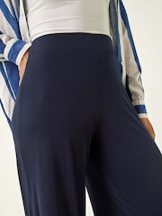 Roman Blue Wide Leg Stretch Trousers - Image 5 of 5