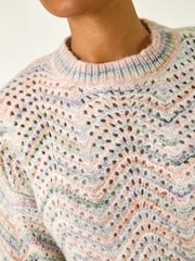 Roman Grey Zig Zag Pointelle Knit Jumper - Image 3 of 5