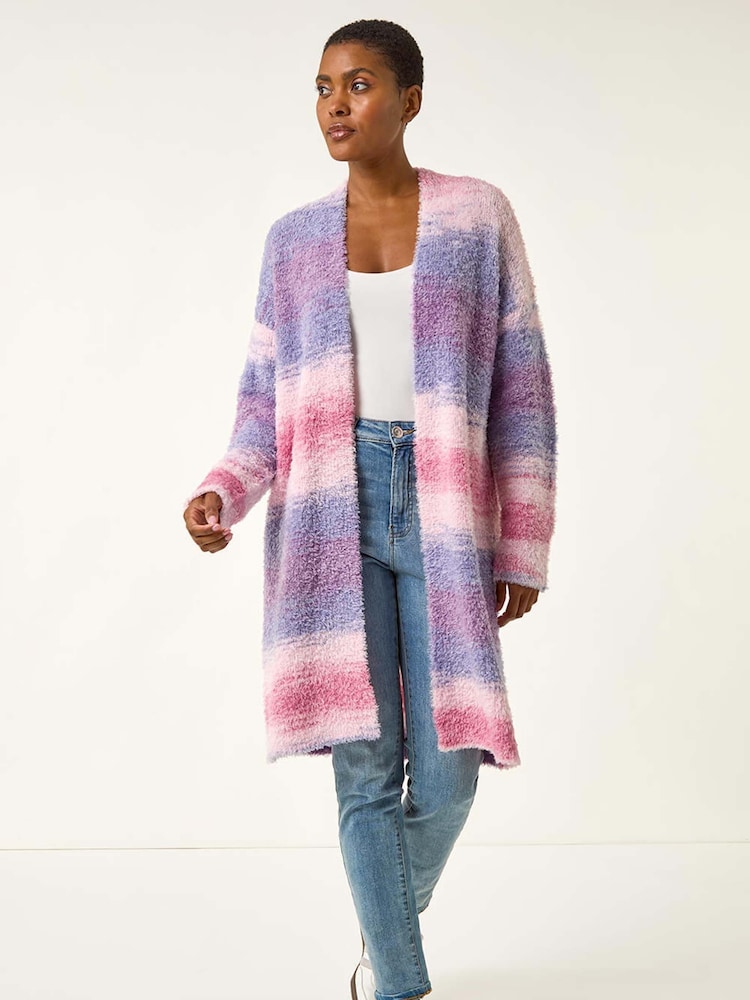 Roman Fluffy Stripe Longline Cardigan - Imagem 2 de 5