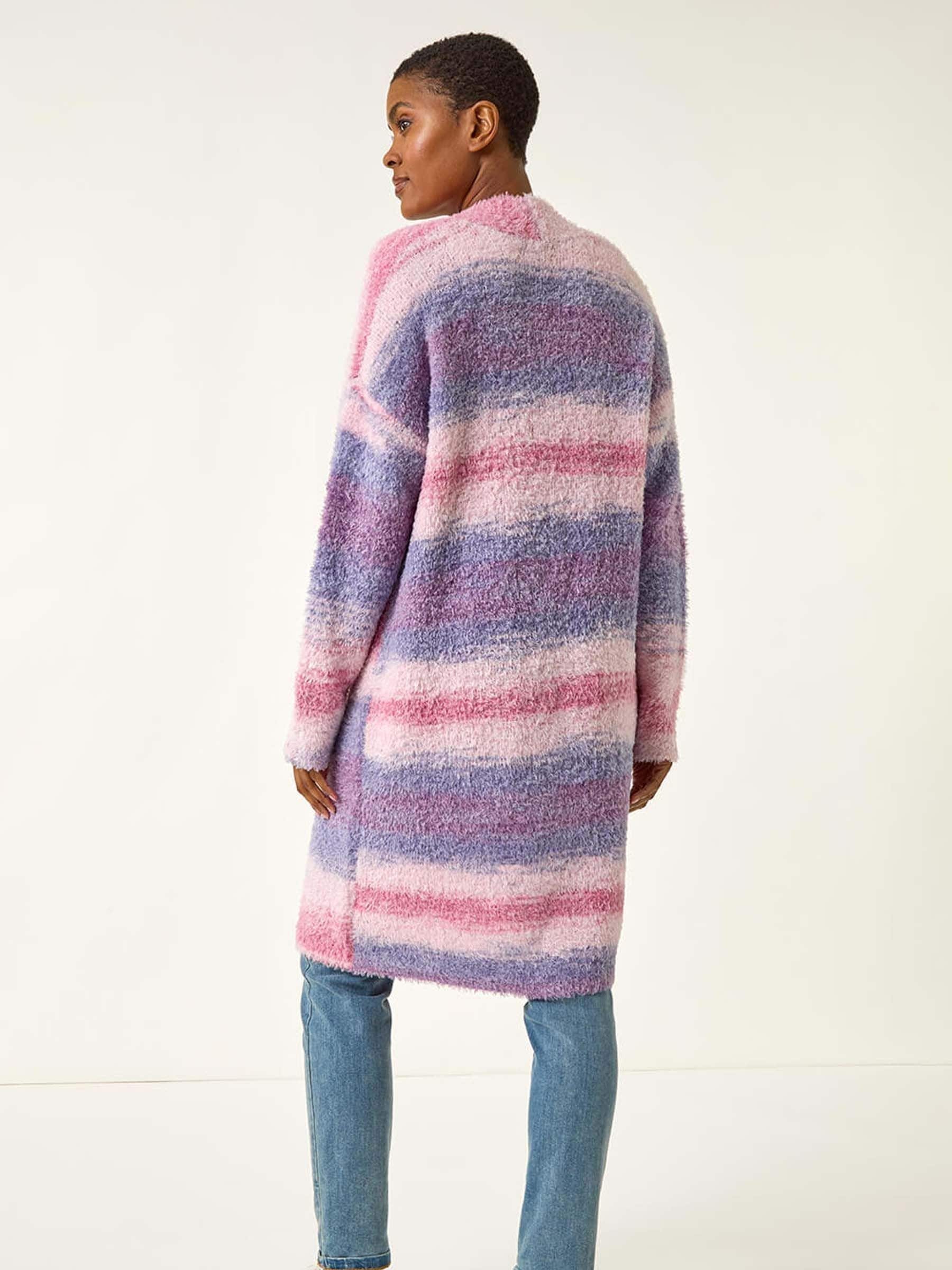 Risa　FLUFFY long cardigan Buy Roman Pink Fluffy Stripe Longline Cardigan from the Next UK