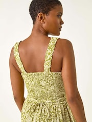 Roman Green Paisley Print Cropped Jumpsuit - Image 3 of 5
