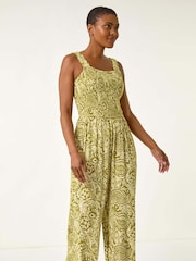 Roman Green Paisley Print Cropped Jumpsuit - Image 5 of 5