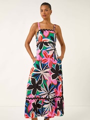 Roman Pink Floral Print Ric Rac Maxi Dress - Image 1 of 5