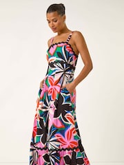Roman Pink Floral Print Ric Rac Maxi Dress - Image 2 of 5
