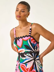 Roman Pink Floral Print Ric Rac Maxi Dress - Image 4 of 5