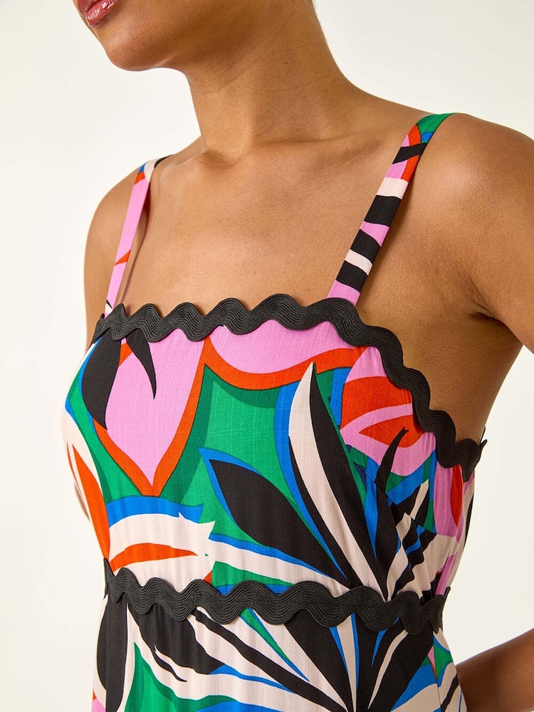 Roman Pink Floral Print Ric Rac Maxi Dress - Image 5 of 5