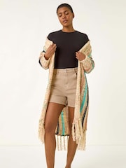 Roman Pattern Fringe Detail Cardigan - Imagem 2 de 5