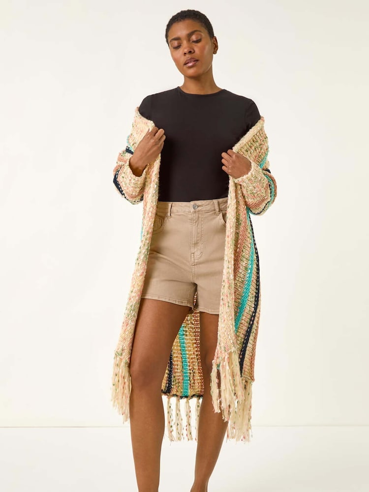 Roman Pattern Fringe Detail Cardigan - Imagem 2 de 5