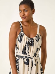 Roman White Strappy Shell Print Maxi Dress - Image 4 of 5