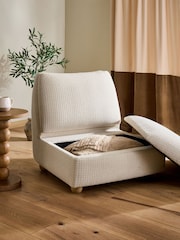 Cross Hatch Boucle Oyster Natural Clemmie Storage Accent Chair - Image 2 of 10
