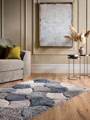 Origin Rug Collection. Navy 3D Scallop Shaggy Rug - Image 1 of 5