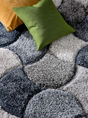 Origin Rug Collection. Navy 3D Scallop Shaggy Rug - Image 4 of 5