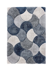 Origin Rug Collection. Navy 3D Scallop Shaggy Rug - Image 5 of 5