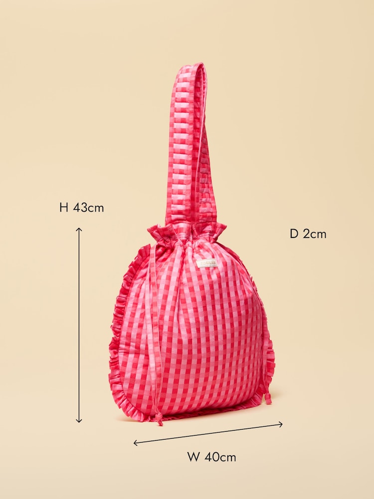 Joules Nella Red & Pink Gingham Quilted Tote Bag - Image 10 of 10 Joules Nella Red & Pink Gingham Quilted Tote Bag - Image 10 of 10