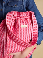 Joules Nella Red Pink Gingham Quilted Tote - Image 3 of 9
