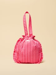 Joules Nella Red Pink Gingham Quilted Tote - Image 4 of 9