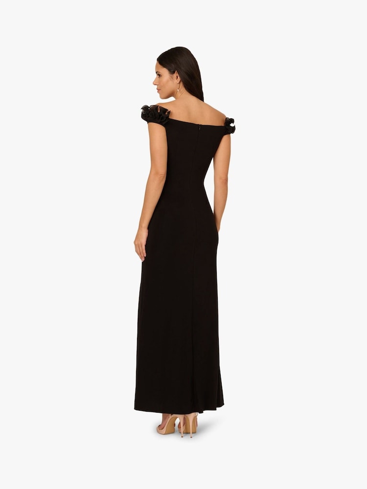 Adrianna Papell Vestido preto com babados em jersey - Imagem 2 de 6