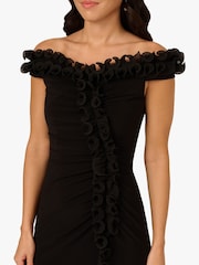 Adrianna Papell Vestido preto com babados em jersey - Imagem 5 de 6