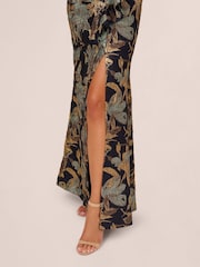 Adrianna Papell One Shoulder Jacquard Blue Dress - Image 5 of 6