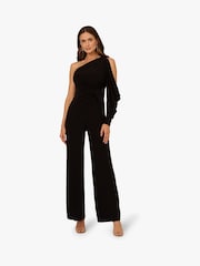 Adrianna Papell Cold Shoulder Black Jumpsuit - Image 1 of 6