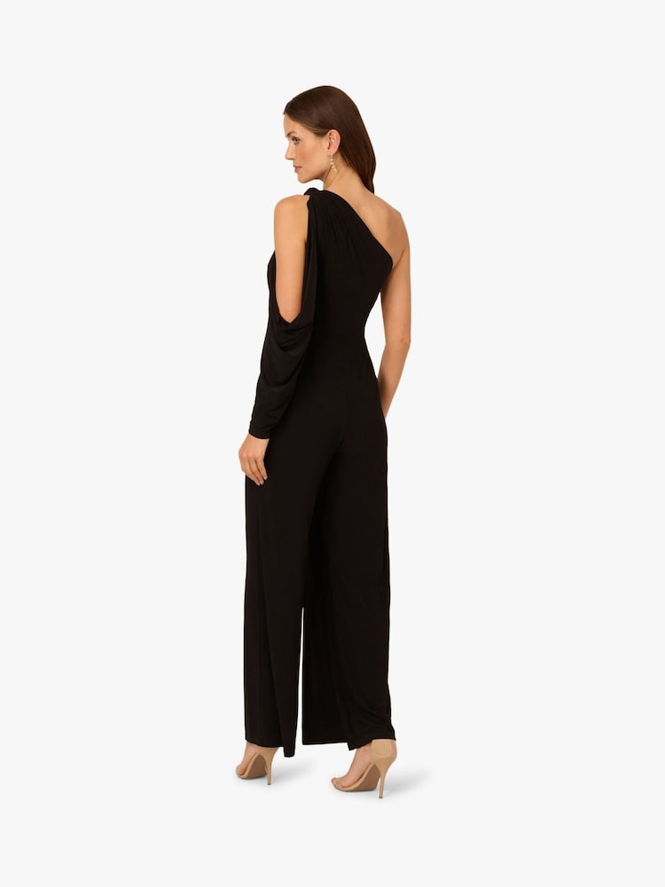 Adrianna Papell Cold Shoulder Black Jumpsuit - Image 2 of 6