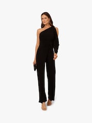 Adrianna Papell Cold Shoulder Black Jumpsuit - Image 4 of 6