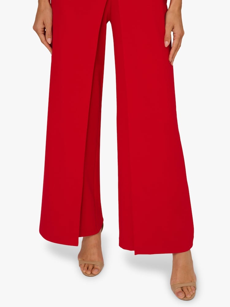 Adrianna Papell Red Asymmetrical Crepe Jumpsuit - Image 6 of 6