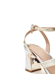 Moda in Pelle Gold Raela Multi Strap Block Heel Sandals - Image 4 of 4