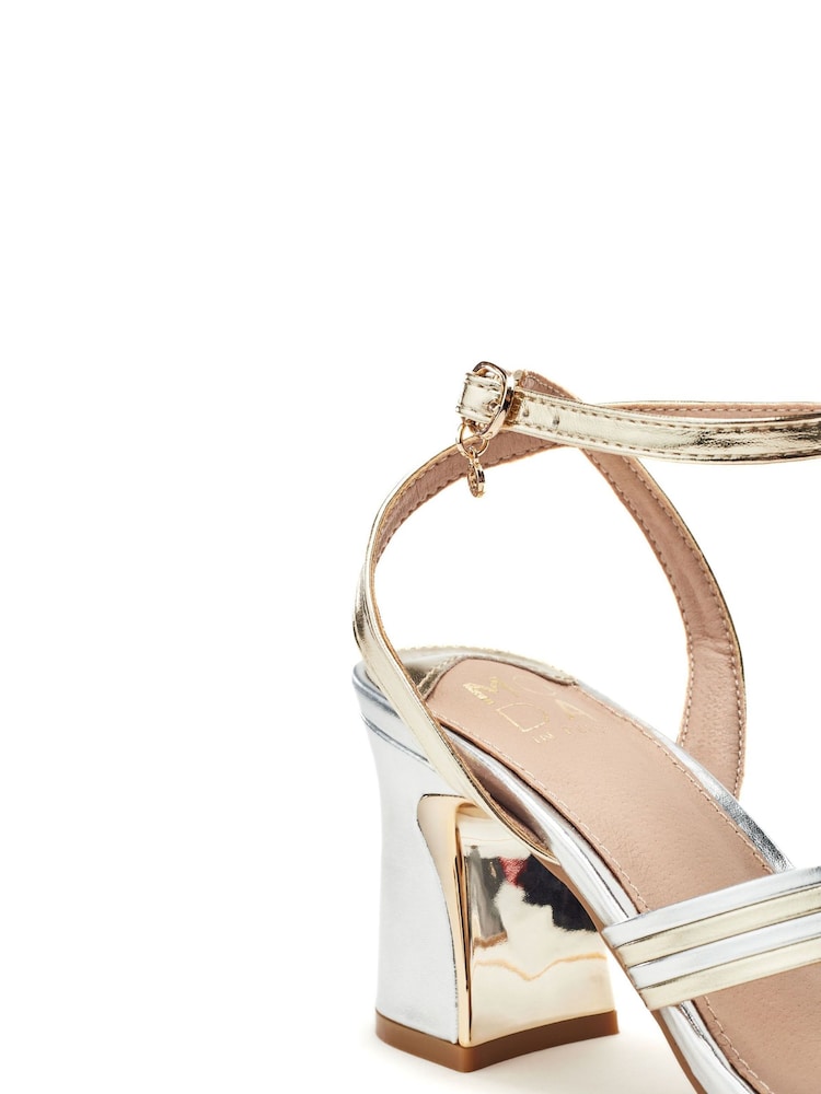 Moda in Pelle Gold Raela Multi Strap Block Heel Sandals - Image 4 of 4