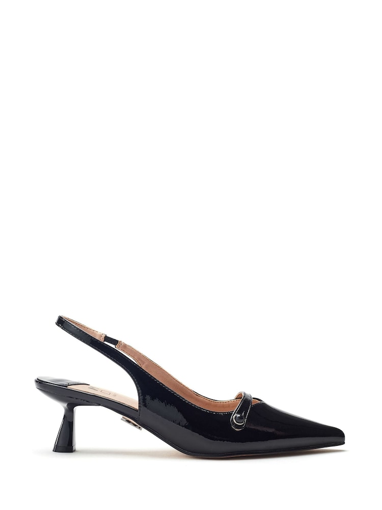 Moda in Pelle Silver Godal Pointed Heel Shoes With Front Strap And Pearl Trim - Image 1 of 4