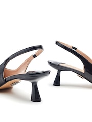 Moda in Pelle Silver Godal Pointed Heel Shoes With Front Strap And Pearl Trim - Image 4 of 4