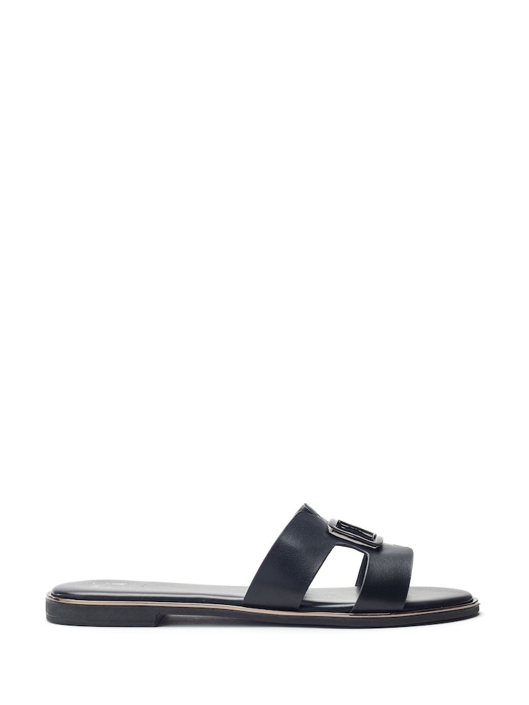 Moda in Pelle Jeanie Trim Detail Flat Brown Sandals - Image 1 of 4