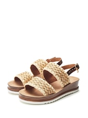 Moda in Pelle Natural Kyraa Raffia Double Strap Sandals - Image 2 of 4