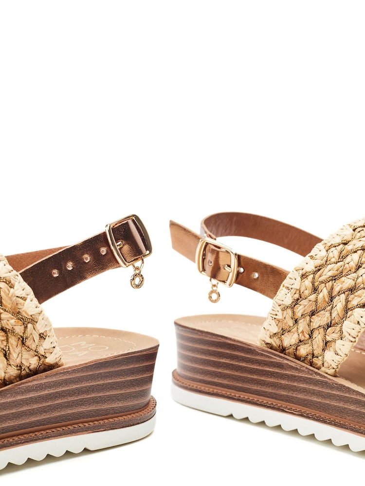 Moda in Pelle Natural Kyraa Raffia Double Strap Sandals - Image 4 of 4