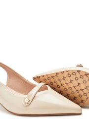 Moda in Pelle Silver Godal Pointed Heel Shoes With Front Strap And Pearl Trim - Image 4 of 4