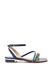 Moda in Pelle Blue Lyddia Flat Strappy Sandals With Dongle - Imagem 1 de 4