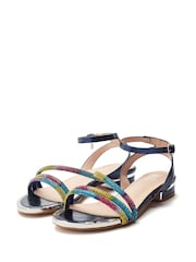 Moda in Pelle Blue Lyddia Flat Strappy Sandals With Dongle - Imagem 2 de 4