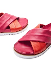 Moda in Pelle Pink Jessa Tubular Cross-Over Footbed Sandals - Image 3 of 4