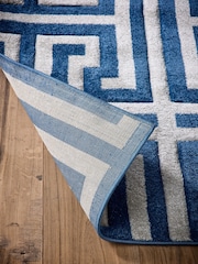 Origin Rug Collection. Navy or Grey Greek Key Rug - Image 2 of 5