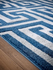 Origin Rug Collection. Navy or Grey Greek Key Rug - Image 3 of 5