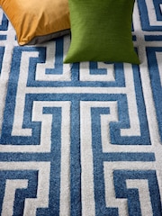 Origin Rug Collection. Navy or Grey Greek Key Rug - Image 4 of 5