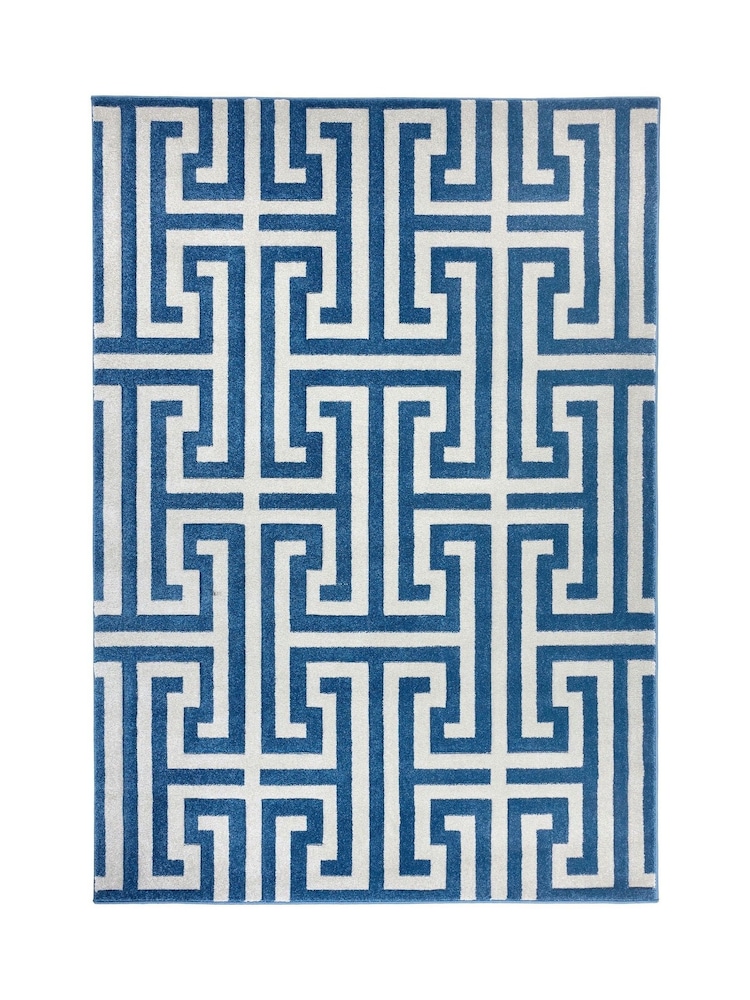 Origin Rug Collection. Navy or Grey Greek Key Rug - Image 5 of 5 Origin Rug Collection. Navy or Grey Greek Key Rug - Image 5 of 5