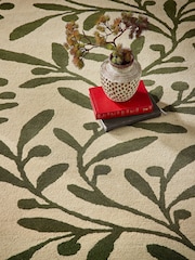 Origin Rug Collection. Cream or Green Trailing Leaf Rug - Image 4 of 5