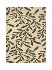 Origin Rug Collection. Cream or Green Trailing Leaf Rug - Image 5 of 5