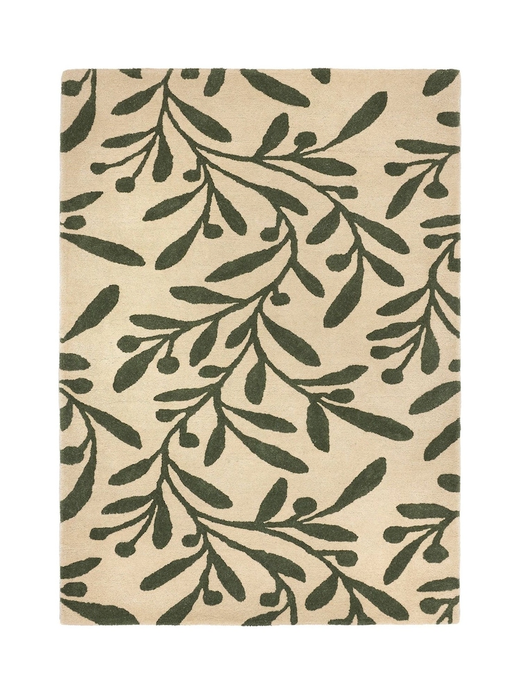 Origin Rug Collection. Cream or Green Trailing Leaf Rug - Image 5 of 5