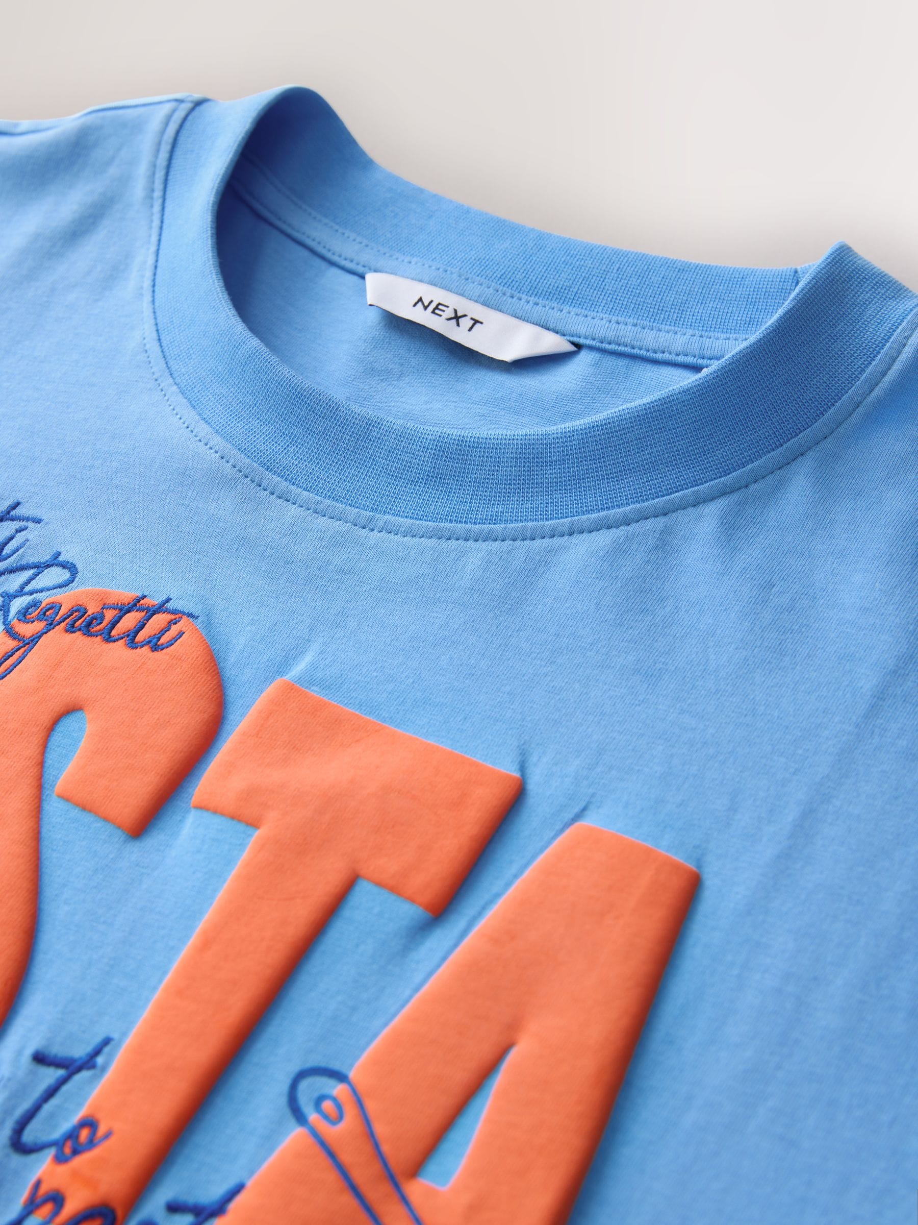 Buy Blue Graphic Short Sleeve Jersey Pyjamas Set from Next Romania