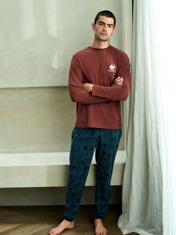 Red/Blue Graphic Long Sleeve Jersey Pyjamas Set - Image 1 of 9 Red/Blue Graphic Long Sleeve Jersey Pyjamas Set - Image 1 of 9